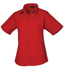Premier Ladies Short Sleeve Poplin Blouse PR302 - Red
