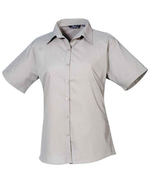 Premier Ladies Short Sleeve Poplin Blouse PR302 - Silver