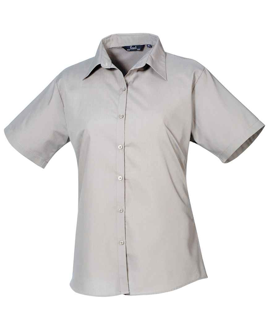 Premier Ladies Short Sleeve Poplin Blouse PR302 - Silver