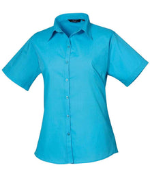 Premier Ladies Short Sleeve Poplin Blouse PR302 - Turquoise Blue