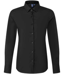 Premier Ladies Recyclight® Long Sleeve Poplin Shirt PR303 - Black