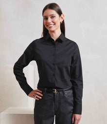 Premier Ladies Recyclight® Long Sleeve Poplin Shirt PR303 - PR303 Black Model