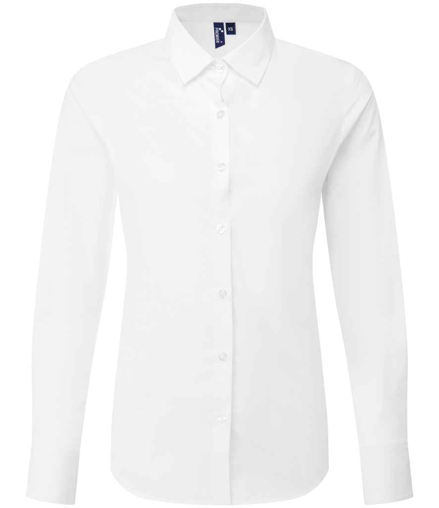 Premier Ladies Recyclight® Long Sleeve Poplin Shirt PR303 - White