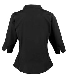 Premier Ladies 3/4 Sleeve Poplin Blouse PR305 - PR305 Black Back