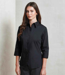 Premier Ladies 3/4 Sleeve Poplin Blouse PR305 - PR305 Black Model