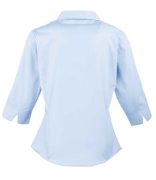 Premier Ladies 3/4 Sleeve Poplin Blouse PR305 - PR305 Light Blue Back