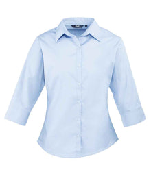 Premier Ladies 3/4 Sleeve Poplin Blouse PR305 - Light Blue