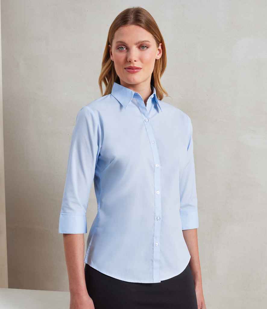 Premier Ladies 3/4 Sleeve Poplin Blouse PR305 - PR305 Light Blue Model