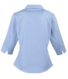 Premier Ladies 3/4 Sleeve Poplin Blouse PR305 - PR305 Mid Blue Back