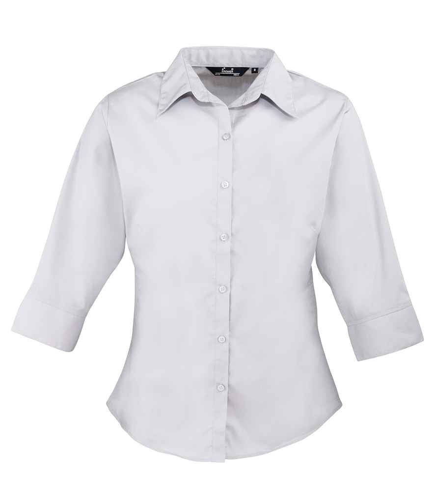 Premier Ladies 3/4 Sleeve Poplin Blouse PR305 - Silver