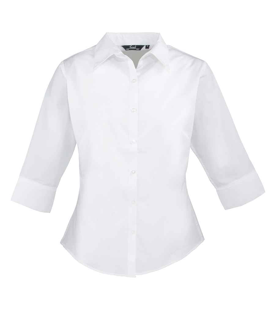 Premier Ladies 3/4 Sleeve Poplin Blouse PR305 - White