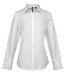 Premier Ladies Supreme Long Sleeve Poplin Shirt PR307 - White