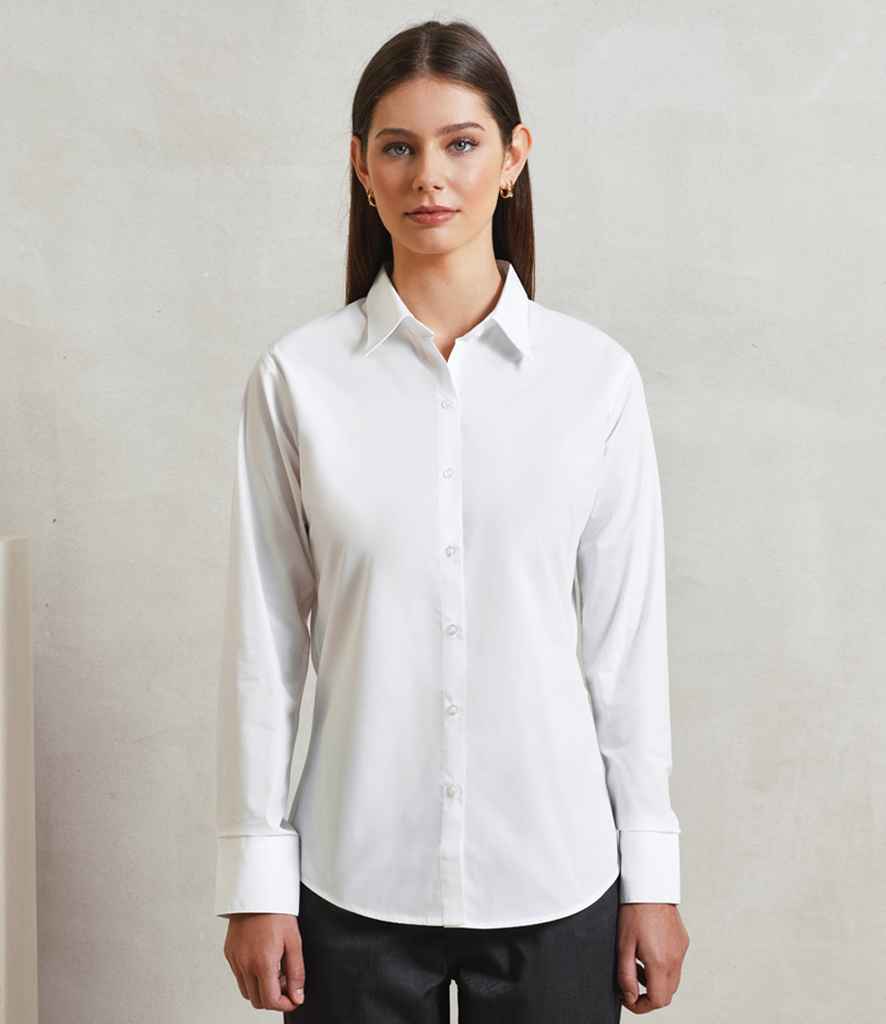Premier Ladies Supreme Long Sleeve Poplin Shirt PR307 - PR307 White Model