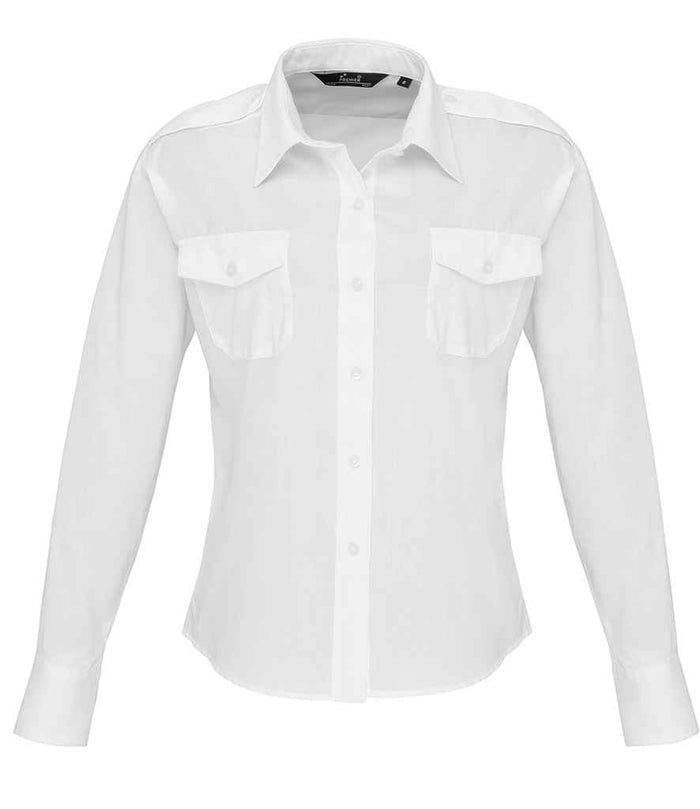 Premier Ladies Long Sleeve Pilot Shirt PR310 - White