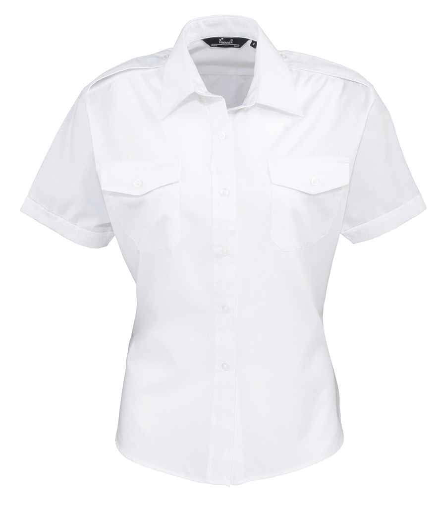 Premier Ladies Short Sleeve Pilot Shirt PR312 - White