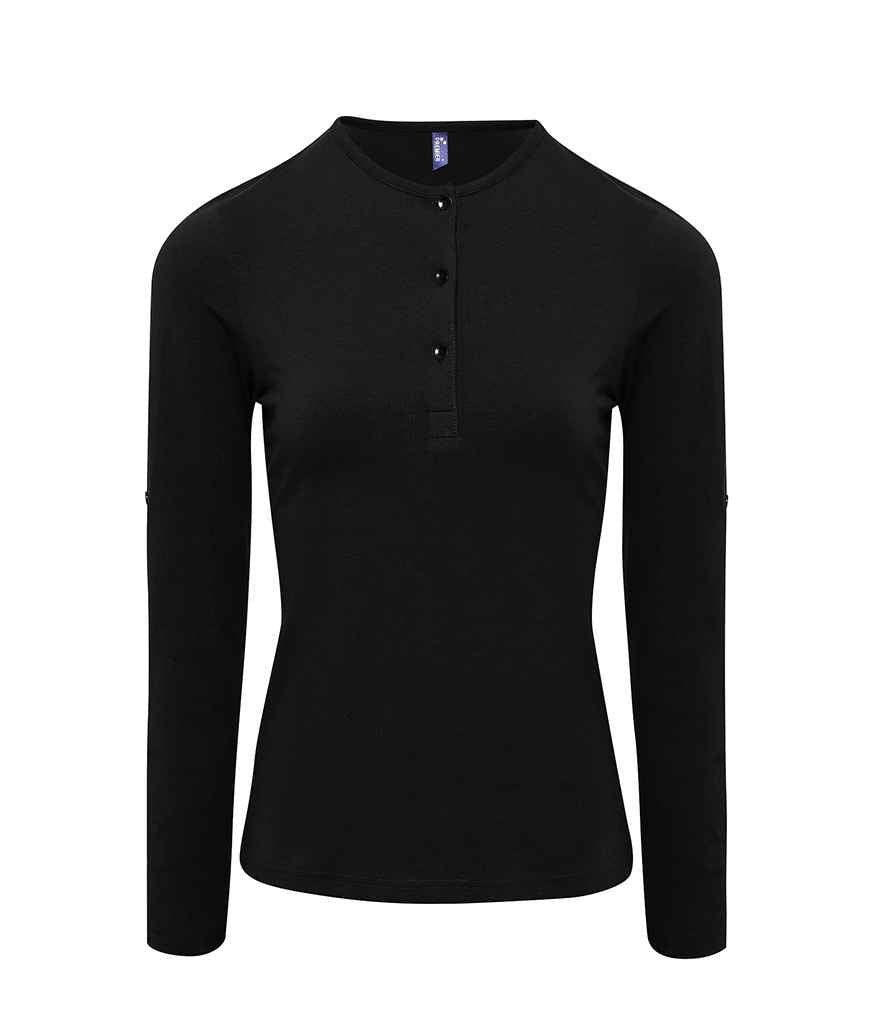 Premier Ladies Long John Roll Sleeve T-Shirt PR318 - Black