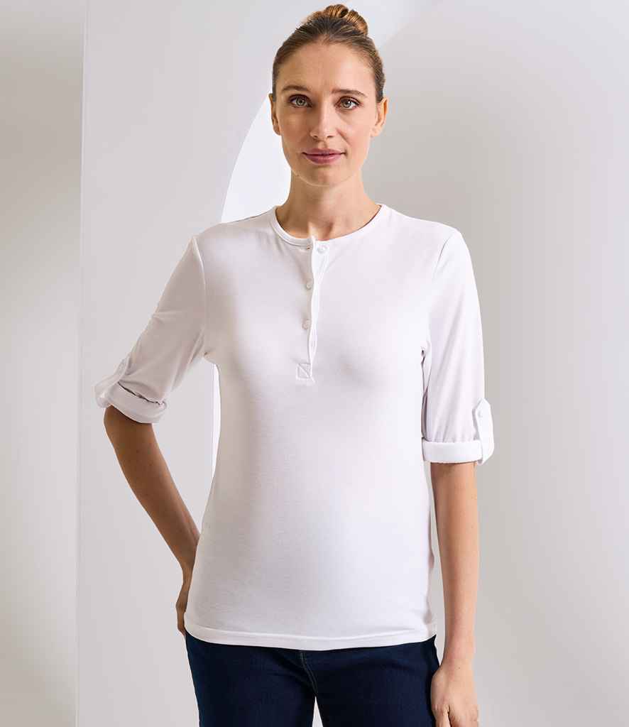 Premier Ladies Long John Roll Sleeve T-Shirt PR318 - PR318 White Model