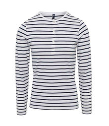 Premier Ladies Long John Roll Sleeve T-Shirt PR318 - White/Navy