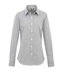 Premier Ladies Gingham Long Sleeve Shirt PR320 - Black/White