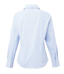 Premier Ladies Gingham Long Sleeve Shirt PR320 - PR320 Light Blue/White Back