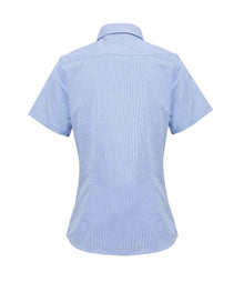 Premier Ladies Gingham Short Sleeve Shirt PR321 - PR321 Light Blue/White Back