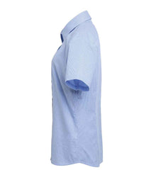 Premier Ladies Gingham Short Sleeve Shirt PR321 - PR321 Light Blue/White Side