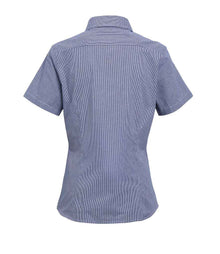 Premier Ladies Gingham Short Sleeve Shirt PR321 - PR321 Navy/White Back