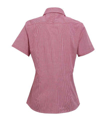 Premier Ladies Gingham Short Sleeve Shirt PR321 - PR321 Red/White Back