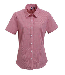 Premier Ladies Gingham Short Sleeve Shirt PR321 - Red/White