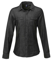 Premier Ladies Jeans Stitch Denim Shirt PR322 - Black Denim