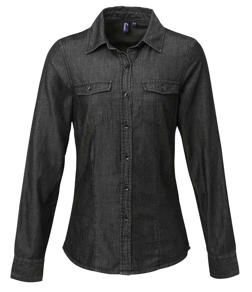 Premier Ladies Jeans Stitch Denim Shirt PR322 - Black Denim