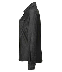 Premier Ladies Jeans Stitch Denim Shirt PR322 - PR322 Black Denim Side