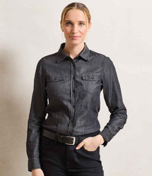 Premier Ladies Jeans Stitch Denim Shirt PR322 - PR322 Black Denim Model