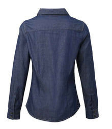 Premier Ladies Jeans Stitch Denim Shirt PR322 - PR322 Indigo Denim Back