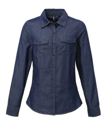 Premier Ladies Jeans Stitch Denim Shirt PR322 - Indigo Denim