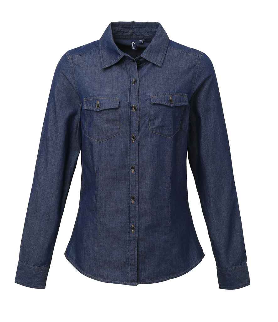 Premier Ladies Jeans Stitch Denim Shirt PR322 - Indigo Denim