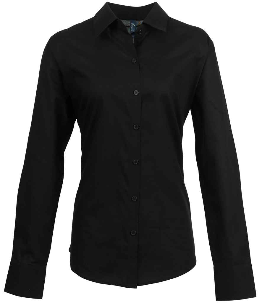 Premier Ladies Signature Long Sleeve Oxford Shirt PR334 - Black