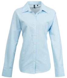 Premier Ladies Signature Long Sleeve Oxford Shirt PR334 - Light Blue