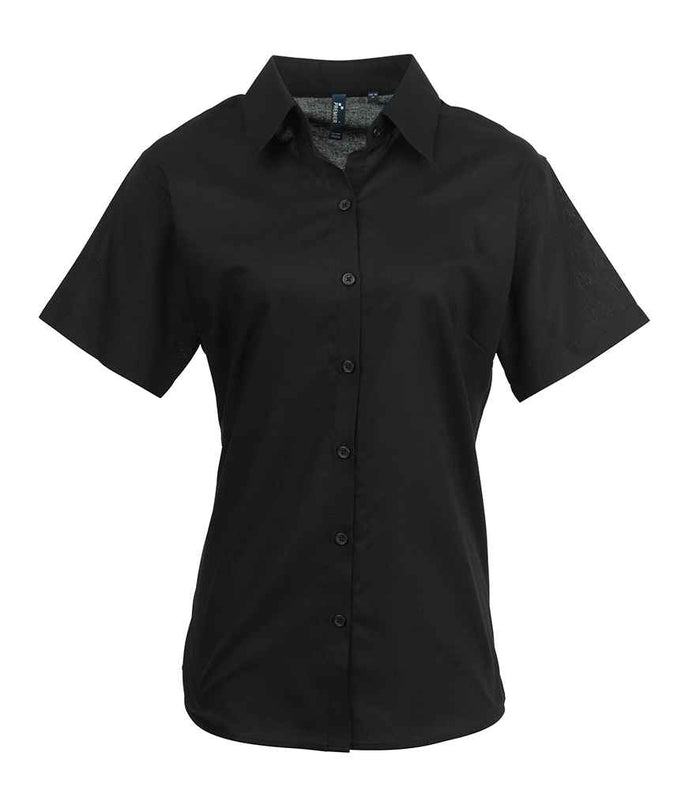 Premier Ladies Signature Short Sleeve Oxford Shirt PR336 - Black