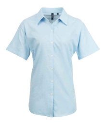 Premier Ladies Signature Short Sleeve Oxford Shirt PR336 - Light Blue