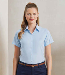 Premier Ladies Signature Short Sleeve Oxford Shirt PR336 - PR336 Light Blue Model