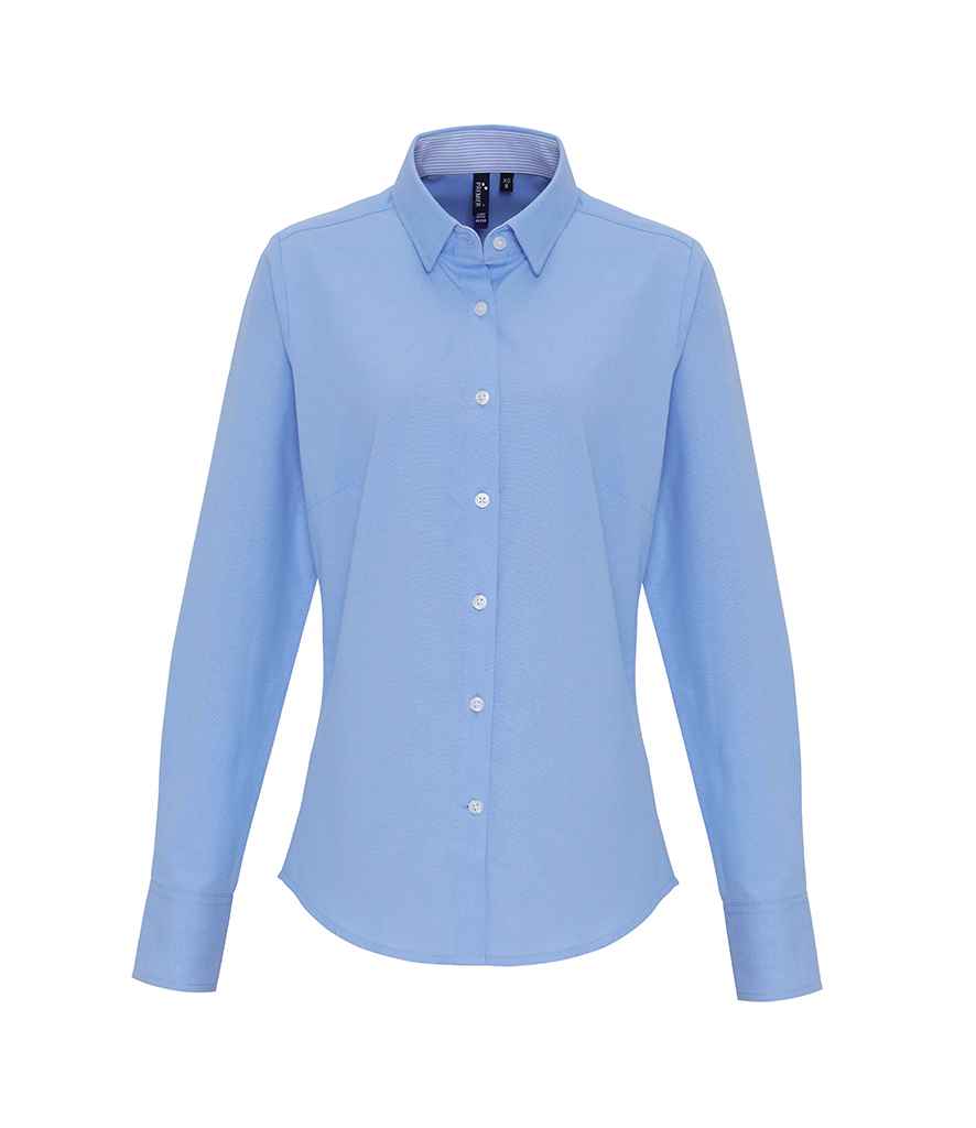 Premier Ladies Long Sleeve Striped Oxford Shirt PR338 - Oxford Blue