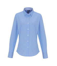 Premier Ladies Long Sleeve Striped Oxford Shirt PR338 - Oxford Blue