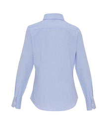Premier Ladies Long Sleeve Striped Oxford Shirt PR338 - PR338 White/Oxford Blue Back