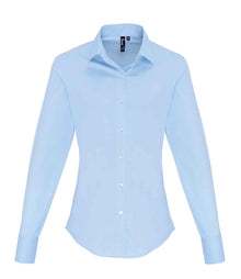 Premier Ladies Long Sleeve Stretch Fit Poplin Shirt PR344 - Pale Blue