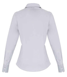 Premier Ladies Long Sleeve Stretch Fit Poplin Shirt PR344 - PR344 Silver Back