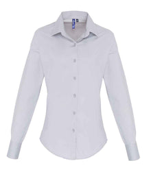 Premier Ladies Long Sleeve Stretch Fit Poplin Shirt PR344 - Silver