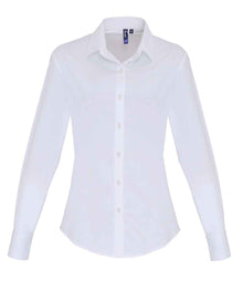 Premier Ladies Long Sleeve Stretch Fit Poplin Shirt PR344 - White