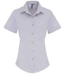 Premier Ladies Short Sleeve Stretch Fit Poplin Shirt PR346 - Silver