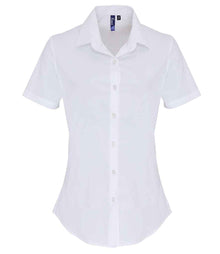 Premier Ladies Short Sleeve Stretch Fit Poplin Shirt PR346 - White